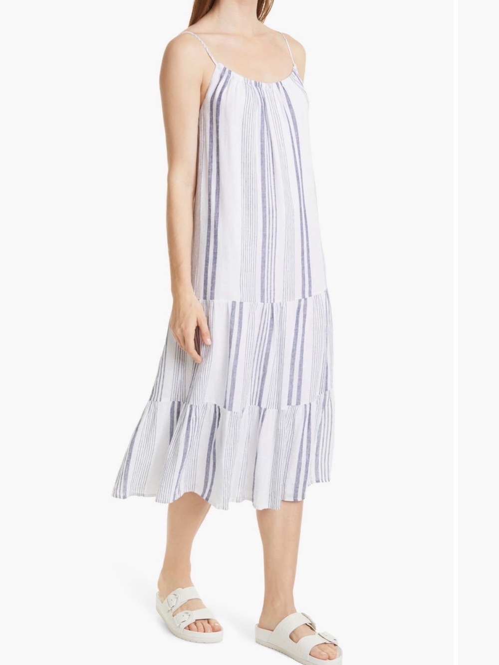 Rails Adora stripe linen blend dress blue and white